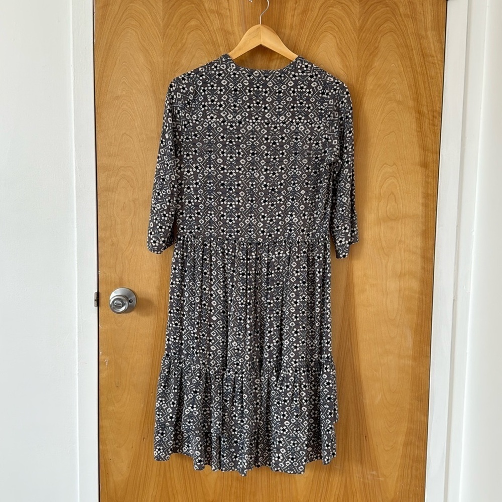 Ulla Johnson Batik-Print Silk Midi Dress in Slate, Size 2 - Picture 3 of 7